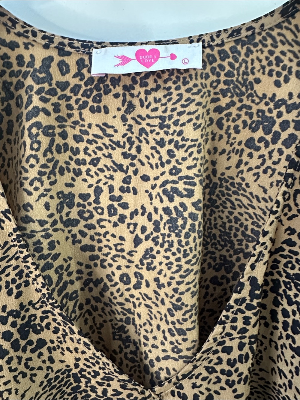 Buddy Love Leopard Print V-Neck Blouse/Swim Cover Size L - Picture 2 of 4